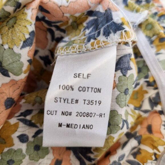 Blush J Floral Puffy Sleeve Top NWT 1/2 Sleeves Milkmaid Crop Blouse Cotton Med. - Picture 7 of 7